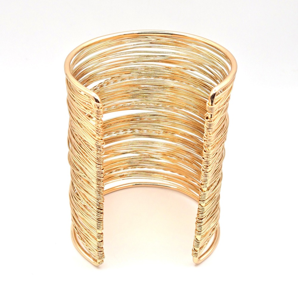 Gold Multi-Wire Cuff Bracelet - Women Jewelry - Picture 2 of 5